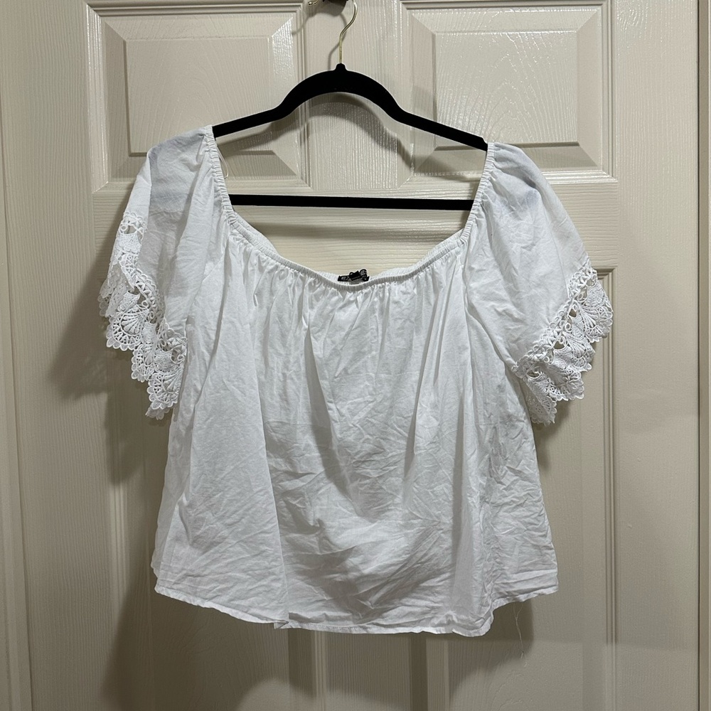Express off shoulder white shirt size L